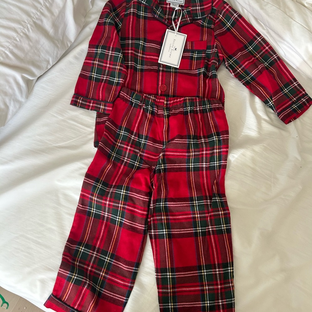 Red Plaid Kids Pajamas by Petite Plume